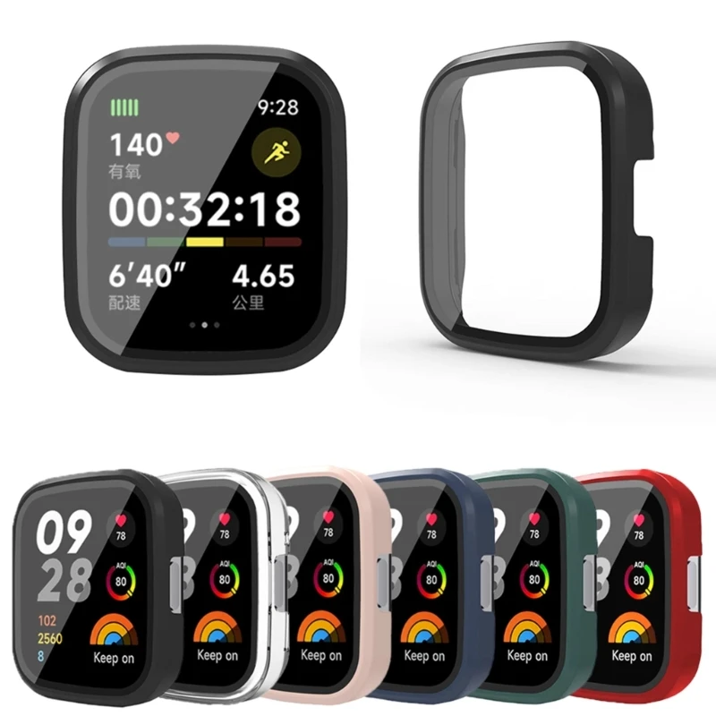 Redmi Watch 3 用保護ケース 強化ガラス + スマートウォッチ用 PC カバー