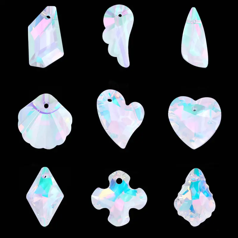 Cute Crystal Pendants With Multiple Shapes AB Color Glass Charms Beads Used For Making Necklaces  Bracelets DIY Jewelry Making