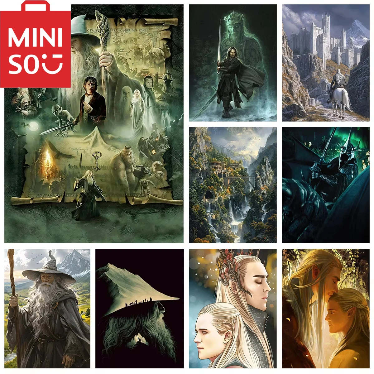 Kit de pintura de diamantes para el Señor de los Anillos, carteles de películas, bordado de diamantes artesanal, mosaico, pintura al óleo, regalo de mano, decoración del hogar