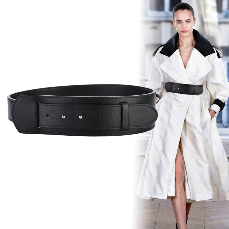 

Womens Fashionable Wide Waist Belt Genuine Leather Buckle Belts for Dresses Jeans Casual High Waistband Corset Belt