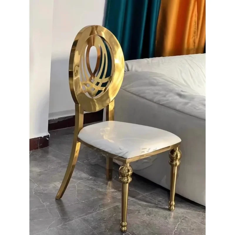 Export luxury hotel high-end stainless steel Hong Kong-style light luxury dining chair banquet hall design minimalist gold-plate