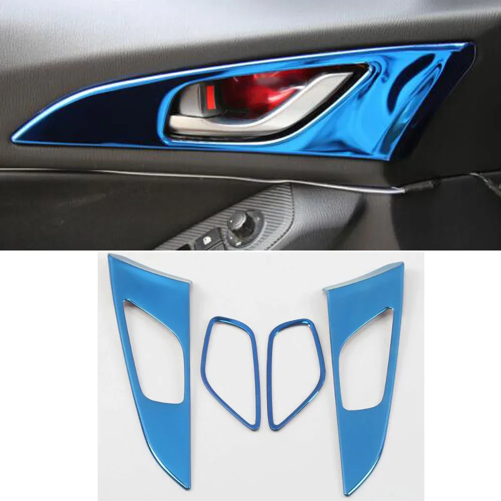 For Mazda 3 Axela M3 2014 2015 2016 2017 2018 2019 Cover Detector Stick Trim Car Door Inner Built Handle Bowl Armrest Lamp 4CPs