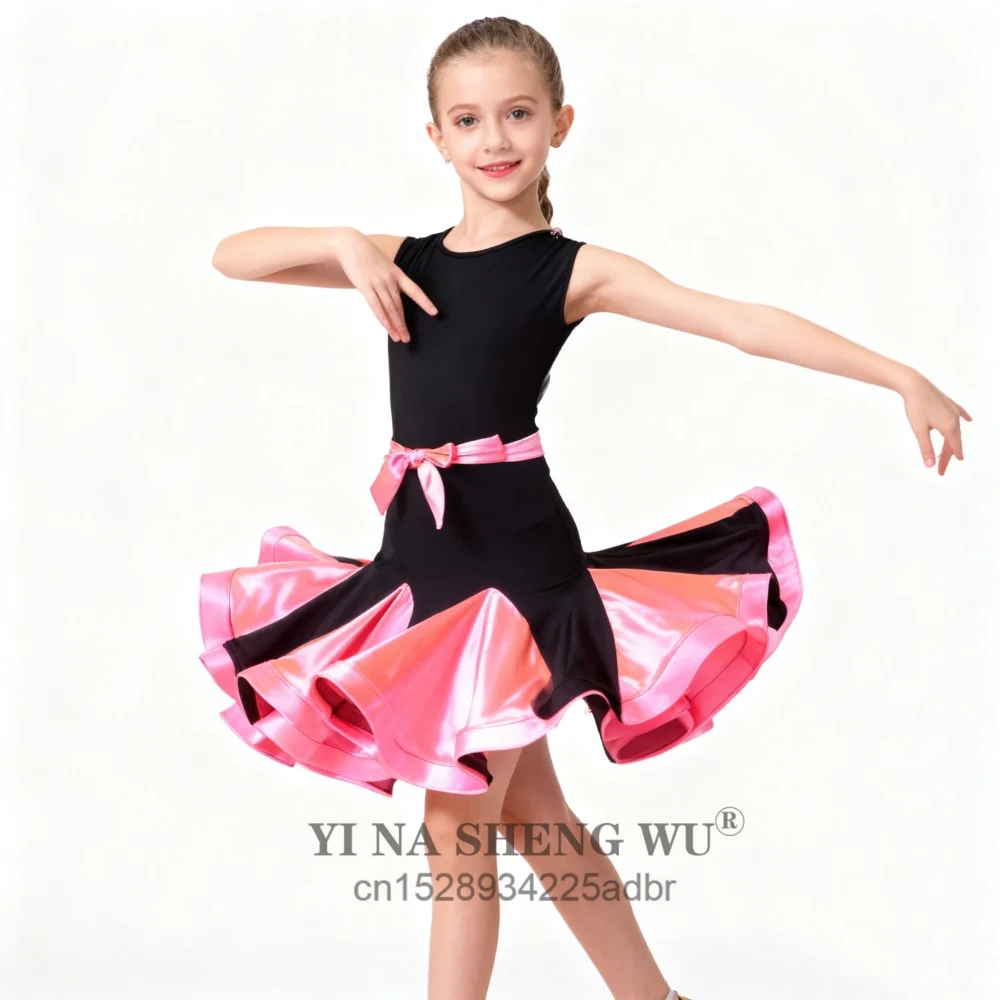 

Женская одежда для бальных танцев с цветочными рюшами для латинских танцев, платье для соревнований, молодежная юбка для сальсы, танго, ча-ча, практики