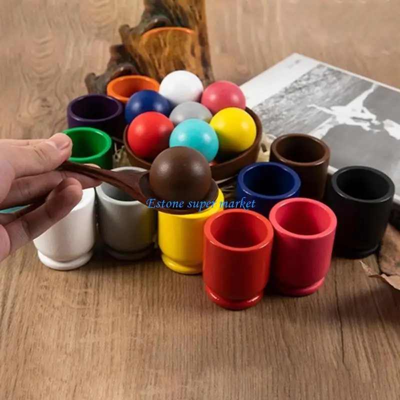 090B Learning Toy Puzzle Color Sorting Balls & Cup Toy Baby Fine Motor Skill Counting Math Toy Early Learning Toddler Gift