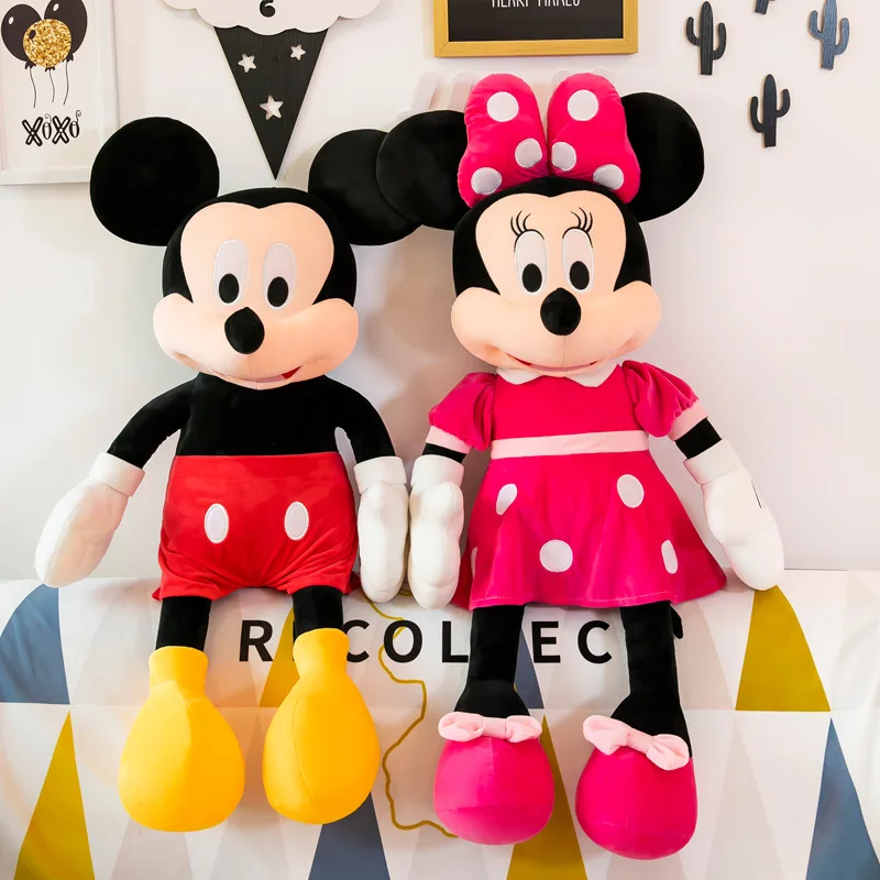 35/50/70cm Mickey Minnie Mouse Cartoon Stuffed Plush Toys Dolls Soft Sleeping Ornament Animal Holiday Girls Christmas Cute Gifts