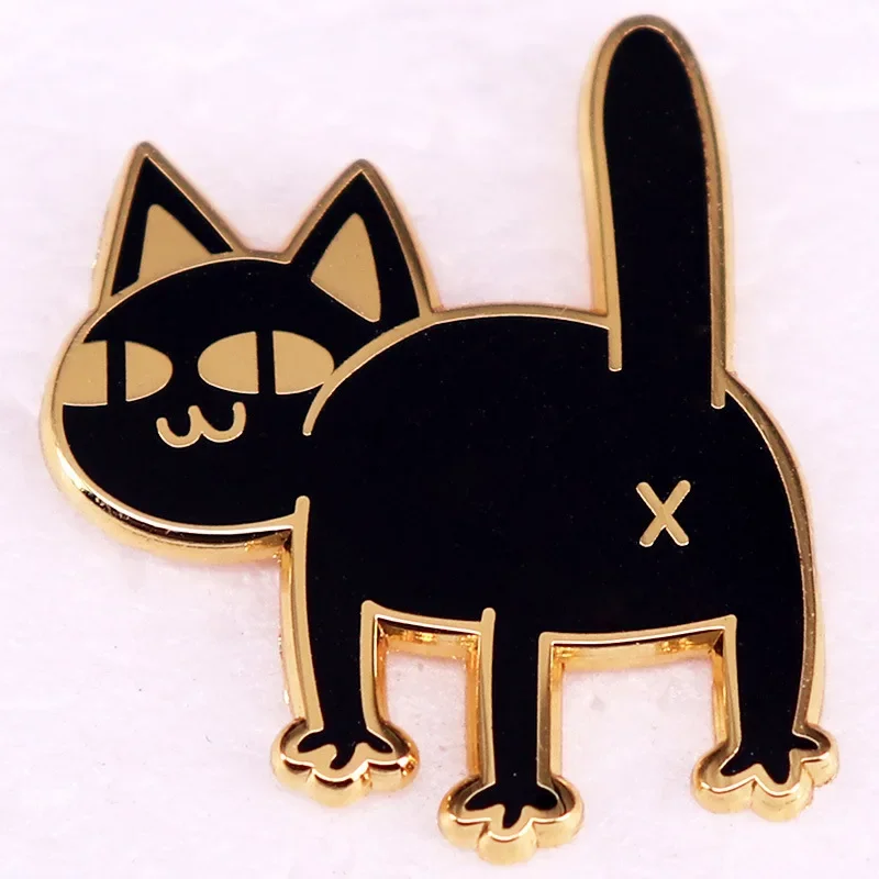 Cute Black Cat Hard Enamel Pin Cartoon Animal Metal Badge Cat Butt Brooch for Jewelry Accessory Gifts for Cats' Lovers Wholesale