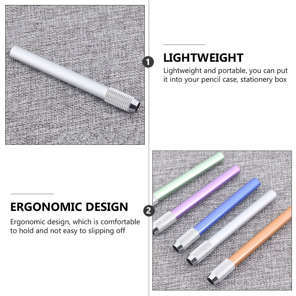 6 Pcs Charcoal Pencils Extender School Supplies Stainless Steel Adjustable Tool Extension Holder Rod Office Student Stationery