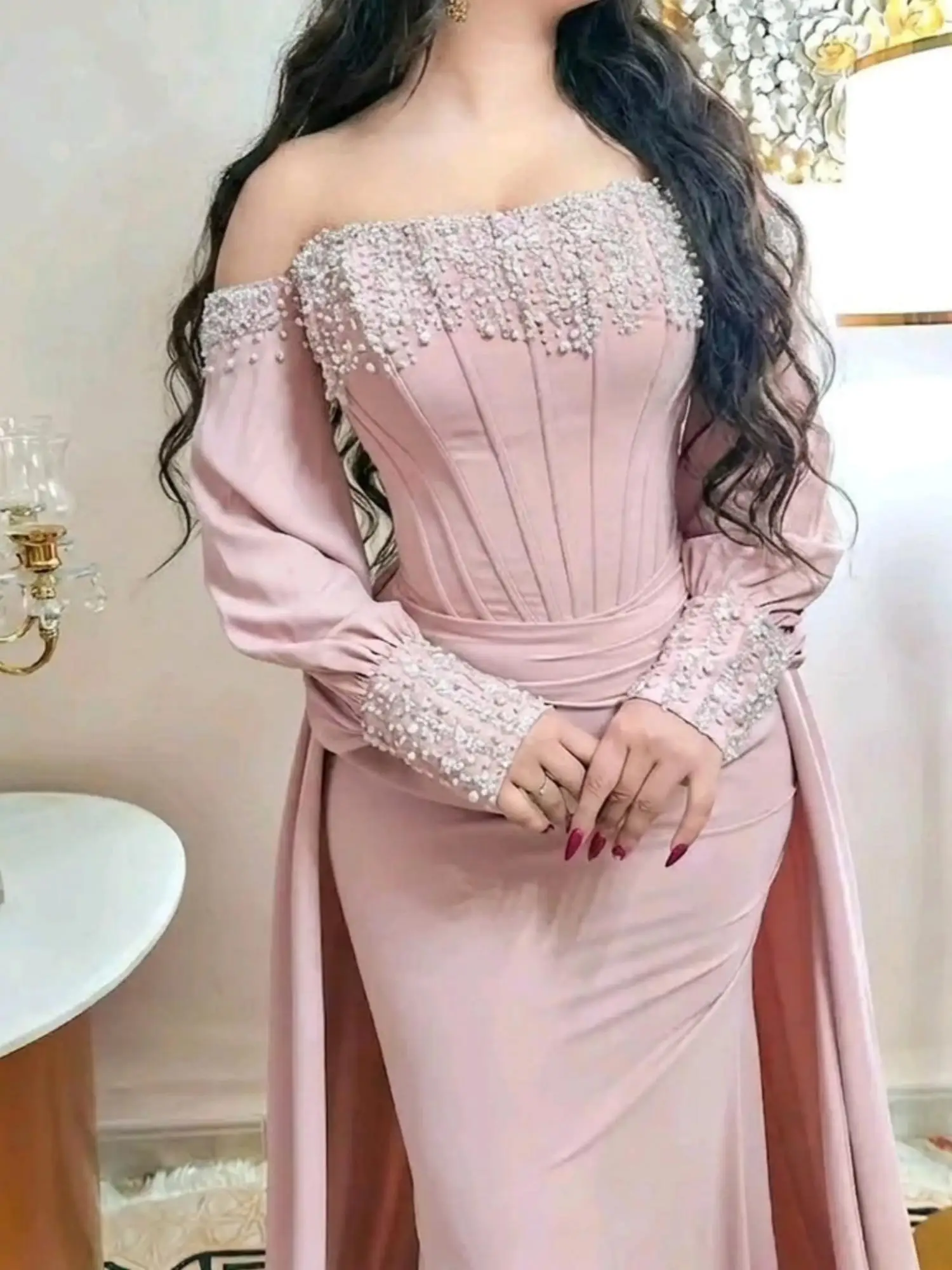 Customized Elegant Evening Dresses Sparkle Jersey Rhinestone Sequined Mermaid Strapless Prom Dresses Sizes Available Intricate