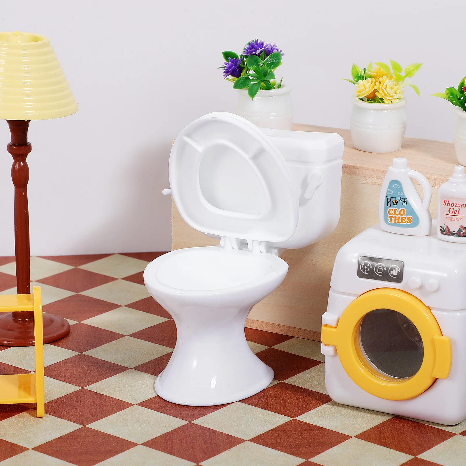 Accesorios de baño en miniatura de 6 uds, Mini inodoro para decoraciones para el hogar, modelo de muebles para casa pequeña, Mini decoraciones artesanales Diy,