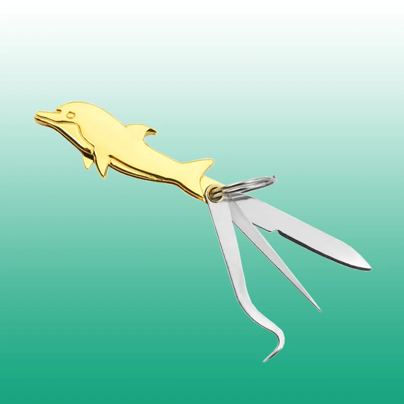 Tooth Picking Tool Stainless Steel Toothpick Paring Knife Bottle Opener Portable Dolphin Shaped Carry-on Multifunction Tool Set