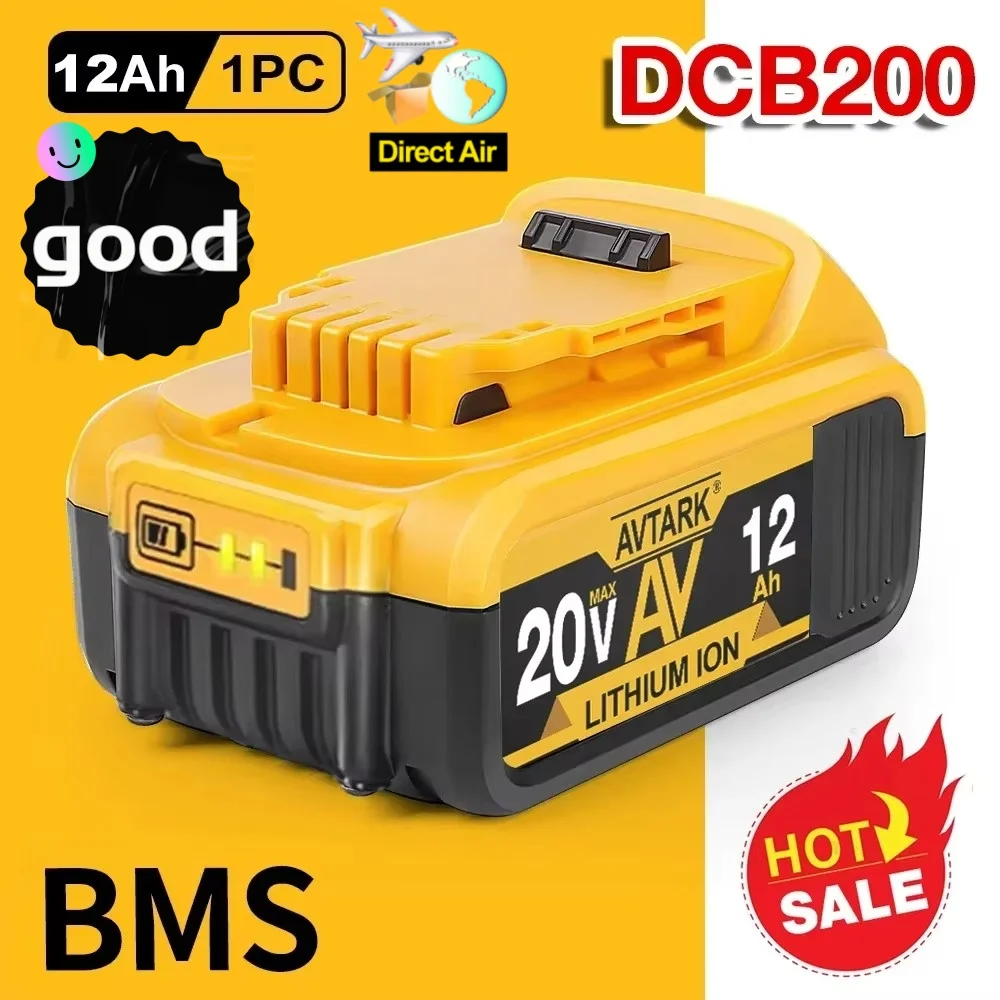 20V DCB200 12000mAh Replacement Li-ion Battery for DeWalt DCB205 DCB201 DCB203 Power Tool Battery 20 Volt MAX With Charger