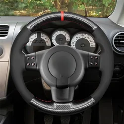 DIY Car Steering Wheel Cover Black Suede Carbon Fiber For Seat Leon FR Cupra MK2 1P Ibiza FR 6L 2005 2006 2007 2008 2009