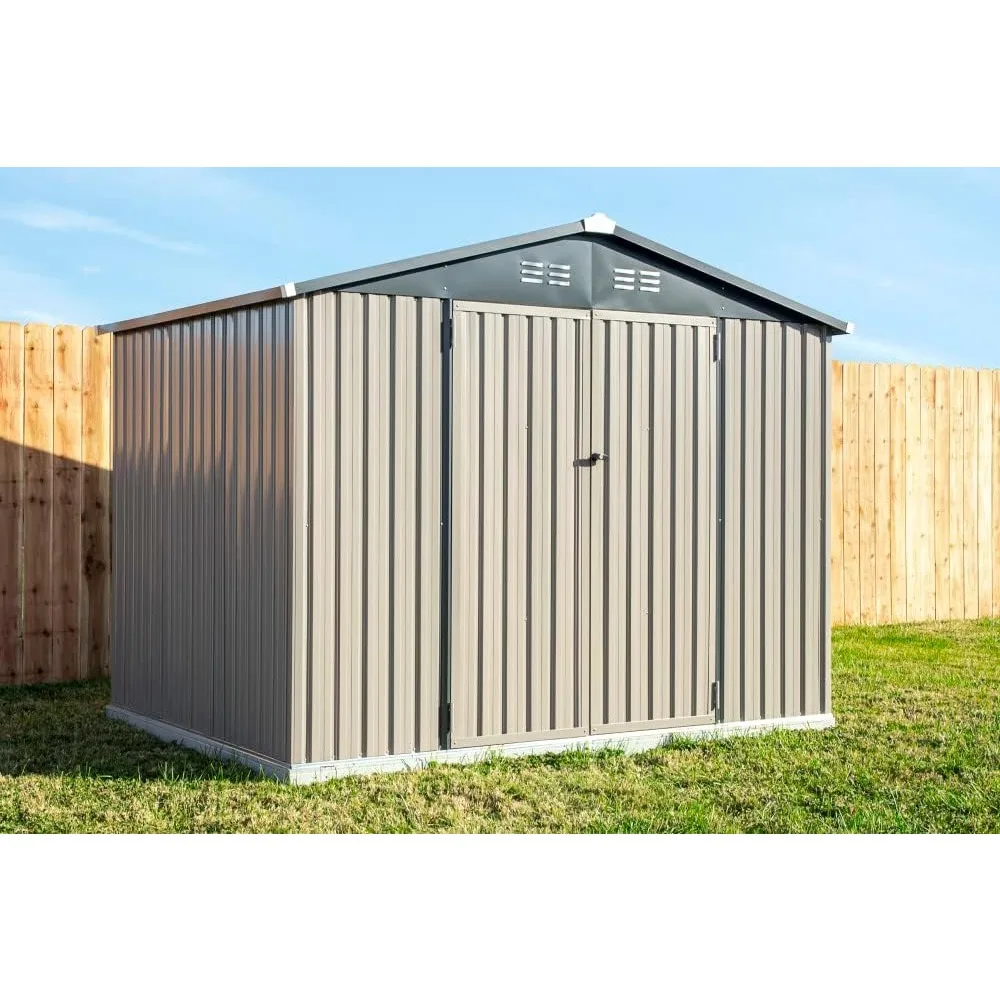 

Metal Outdoor Galvanized Steel Storage Shed with Lockable Doors for Backyard or Patio Storage of Bikes, Supplies, Tools, Sheds