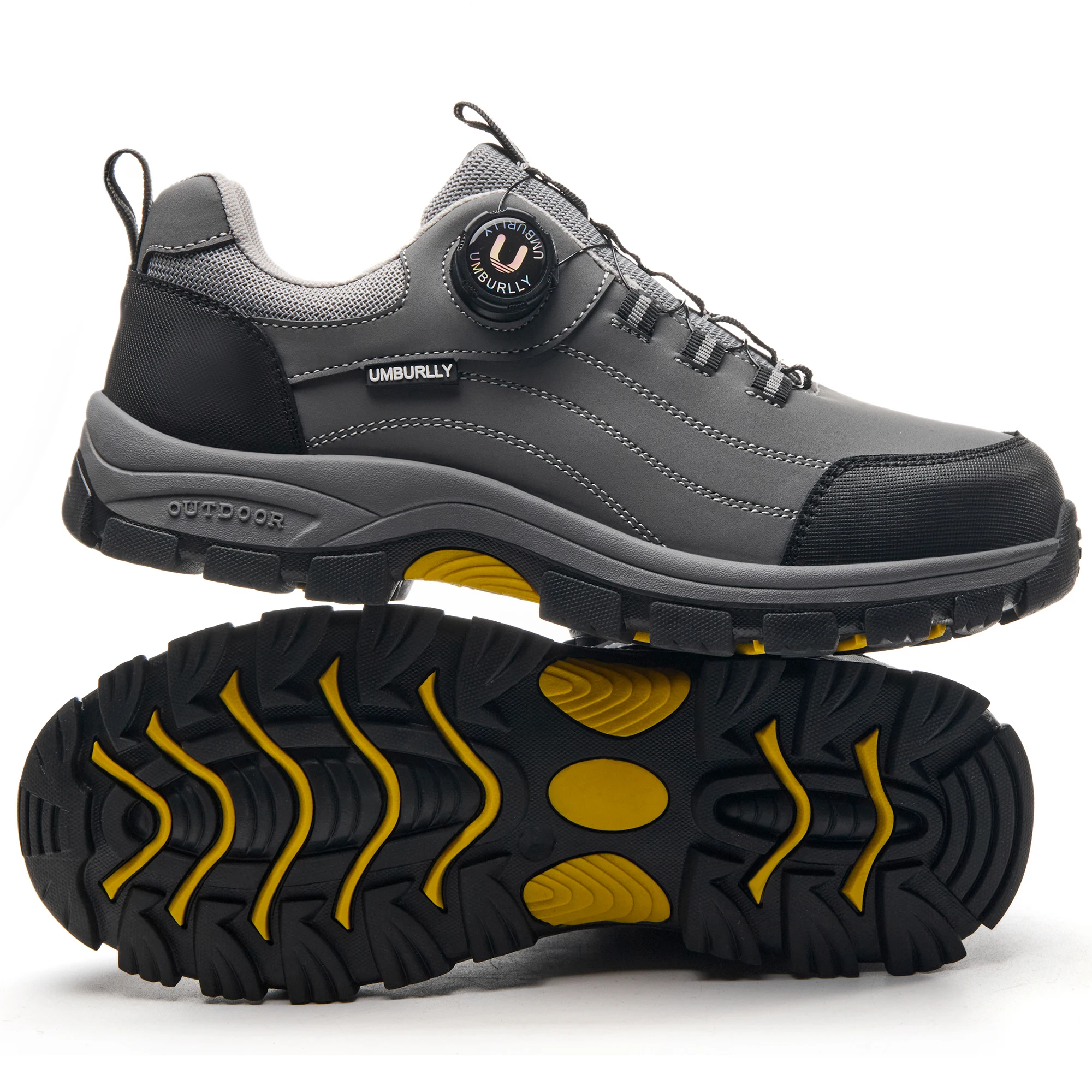 أحذية أمان للرجال ذات مقدمة فولاذية مع نعل مضاد للكسر ومضاد للثقب ونعال مضادة للانزلاق، أحذية عمل صناعية بأزرار عصرية #4