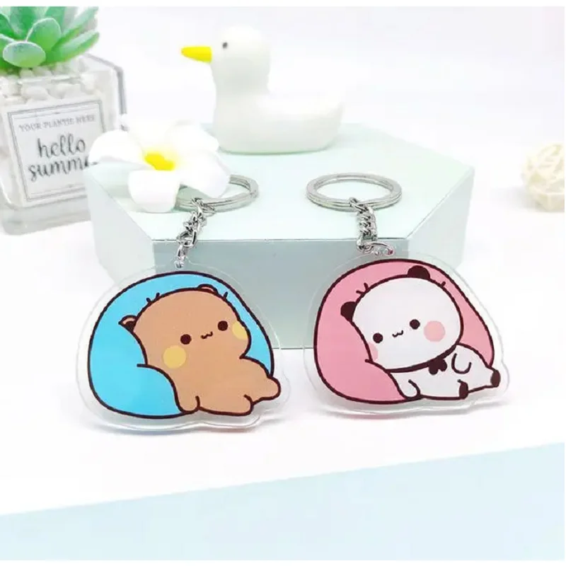 Kawaii Bubu Dudu keychain gray and white panda keychain accessory bag pendant keychain jewelry couple gift love gift