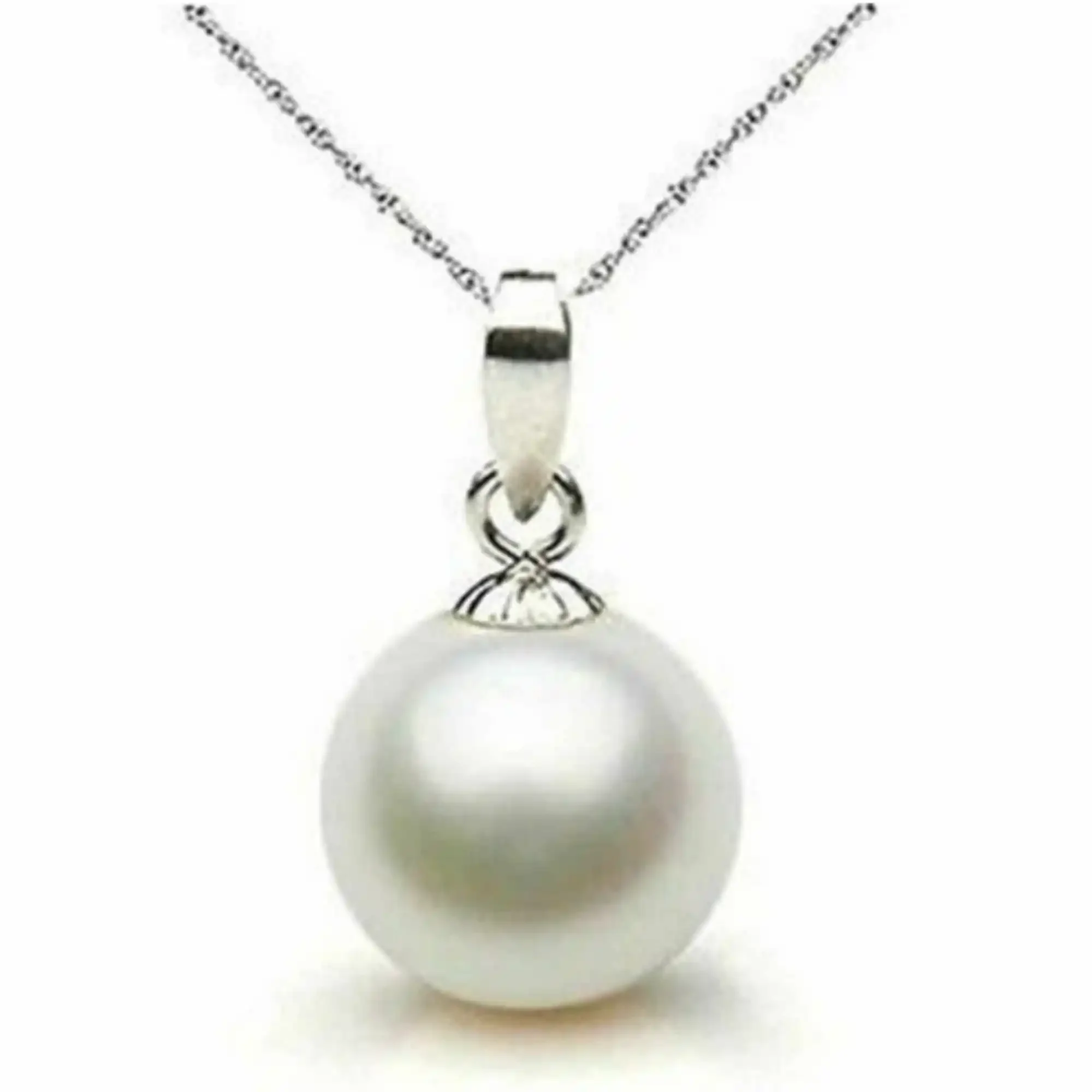 

Beautiful 12mm white southsea shell round pearl pendant Necklace Craft Dragon Tibetan Gold Jewelry Quartz Gemstone Silver Women