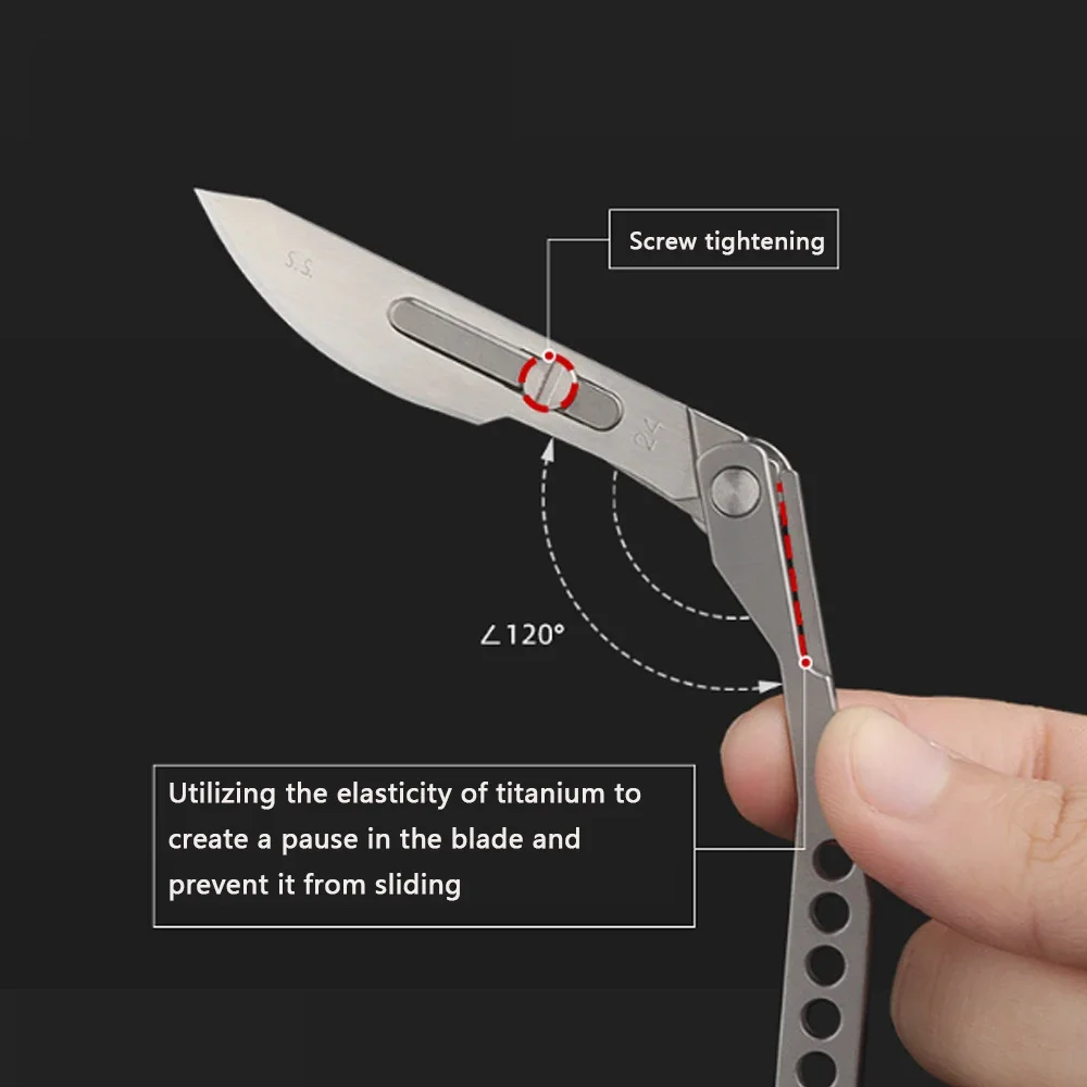 Titanium Alloy Scalpel EDC Outdoor Folding Knife Unpacking Pocket Knife Outdoor Camping Knife No. 23/11 Scalpel Key Buckle