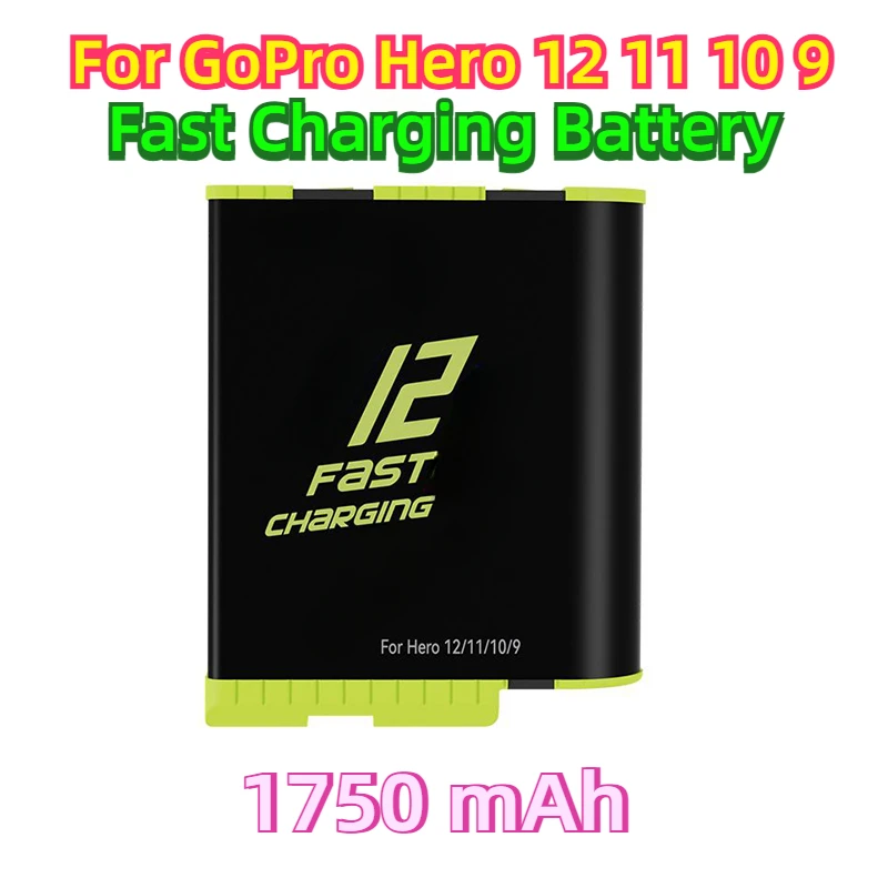 For GoPro Hero 12 11 10 9  For GoPro Came Fast Charging Battery 1750 mAh