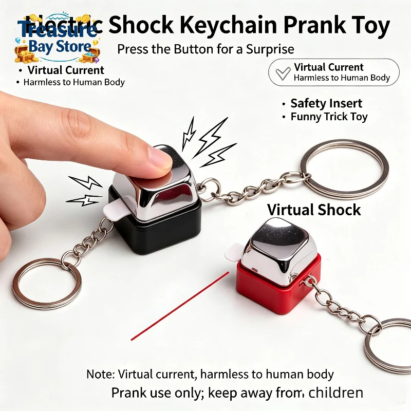 Electric Shock Keychain Prank Toy Shocking Handshake Trick Novelty Fidget Clicker Keychain 1PC Street Trick