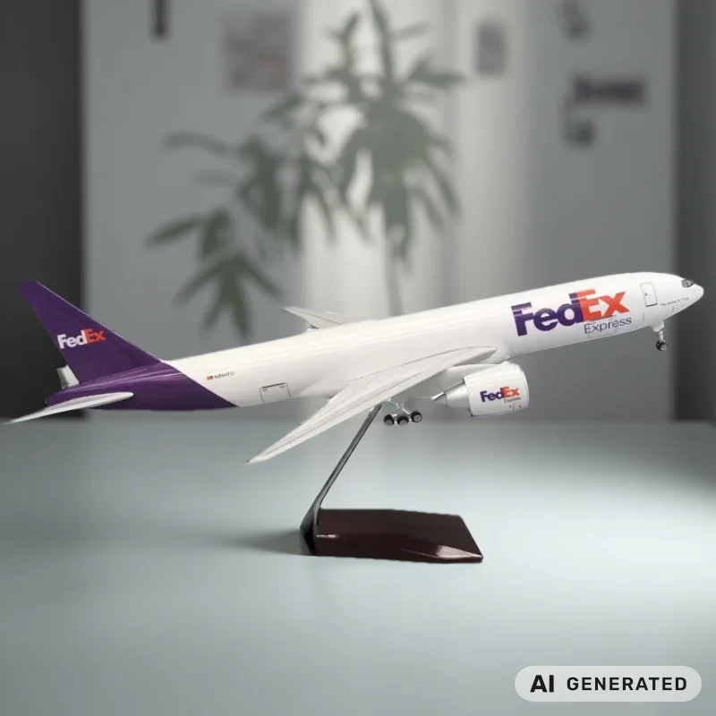 1/157 Scale Aircraft 47cm B777 Fedex Cargo Resin Diecast Airplane Model Kit With Landing Gear For Aviation Enthusiast Souvenir
