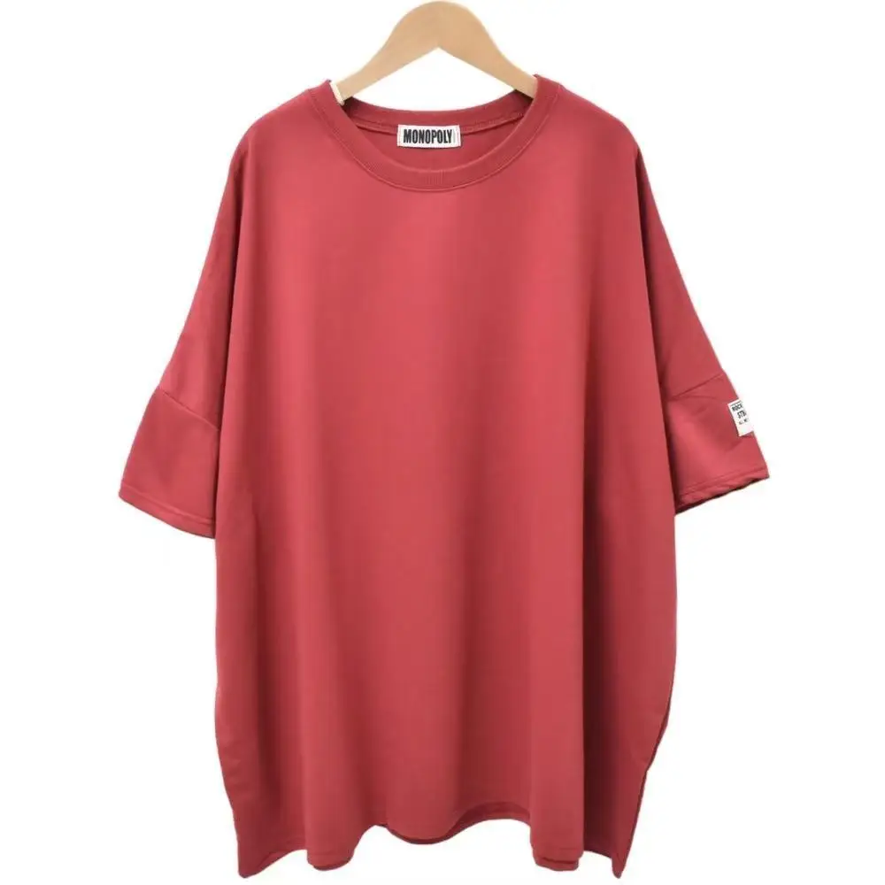 Übergrößes T-Shirt für Erwachsene, Locker Sitzendes Freizeitoberteil für Mollige Frauen und Teenager-Mädchen, Figurformendes Sport-T-Shirt mit Rundhalsausschnitt, Trendiges Erwachsenen-Oberteil – Detail 9