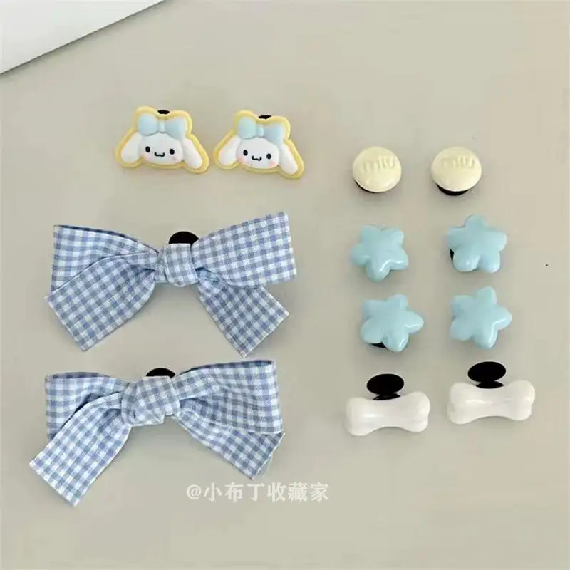 Kawaii Sanrio Hello Kitty Cinnamoroll fibbia per scarpe Set carino fiocco fascino foro scarpe accessori fai da te ragazze pantofole decorazione