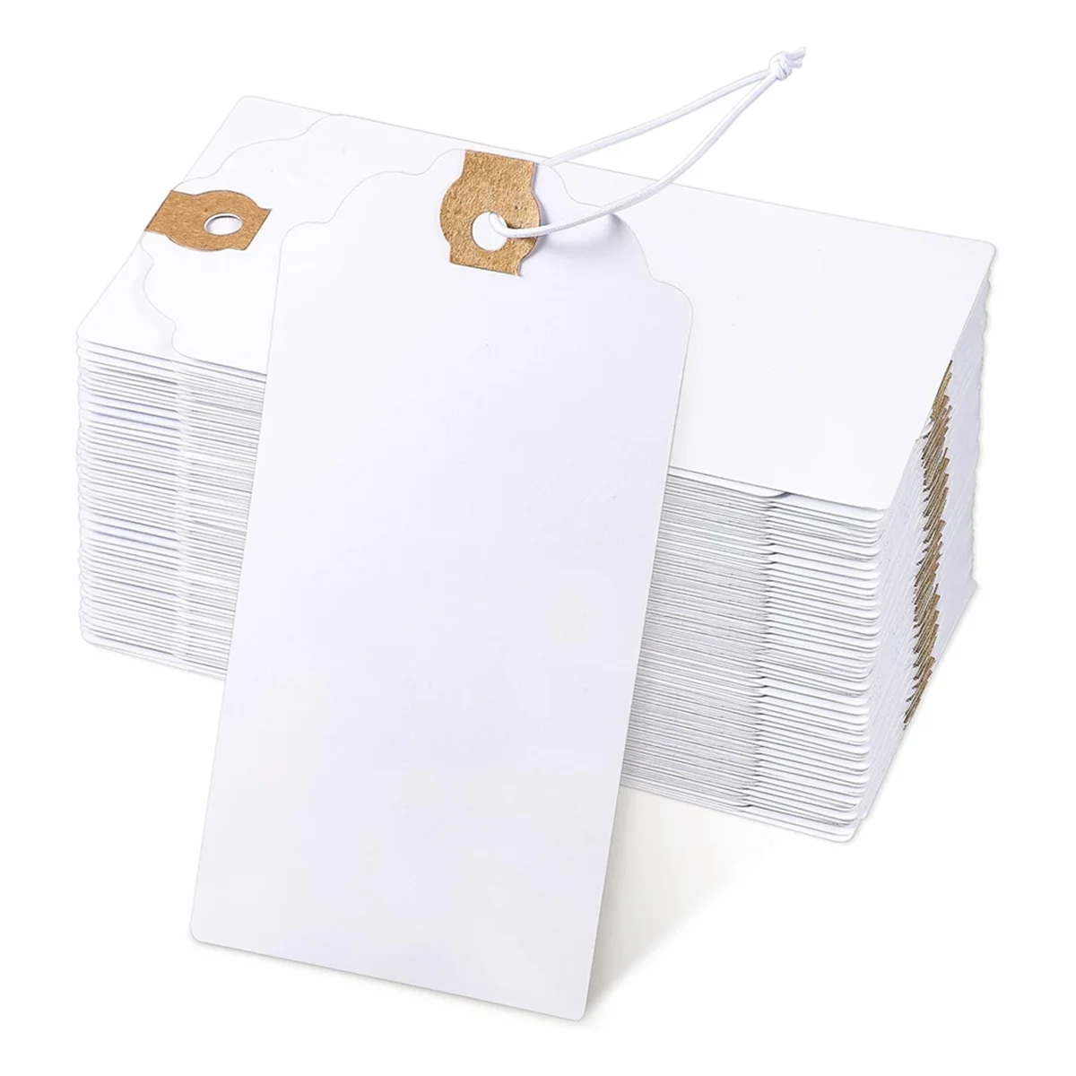 

120 Pack Tags with Elastic String Marking Hang Tags with String Attached Reinforced Hole Writable Tags 4.76x2.36Inch