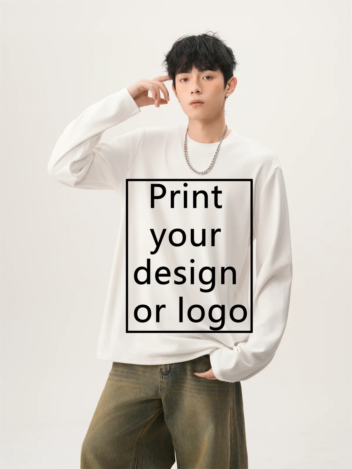 

Customized Design High Quality 260GSM Heavy Cotton Mens T-shirt Women Loose Casual Long Sleeve T-Shirts Men Clothing DIY Logo