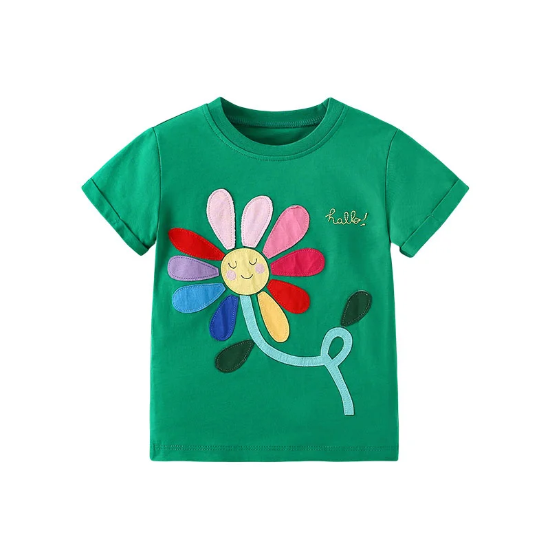 

Zeebread 2-7T Summer Girls T Shirts With Flowers Embroidery Baby Clothes Lovely Kids Tees Tops 2-7T Shirts