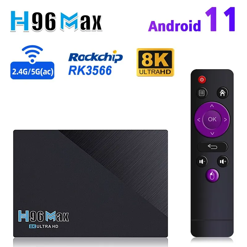 H96 Max 3566 8K 3D Android 11 4GB 8GB 128GB Android TV BOX Rockchip RK3566 Dual Band 5GWifi 1080P 4K Google Player Set Top Box