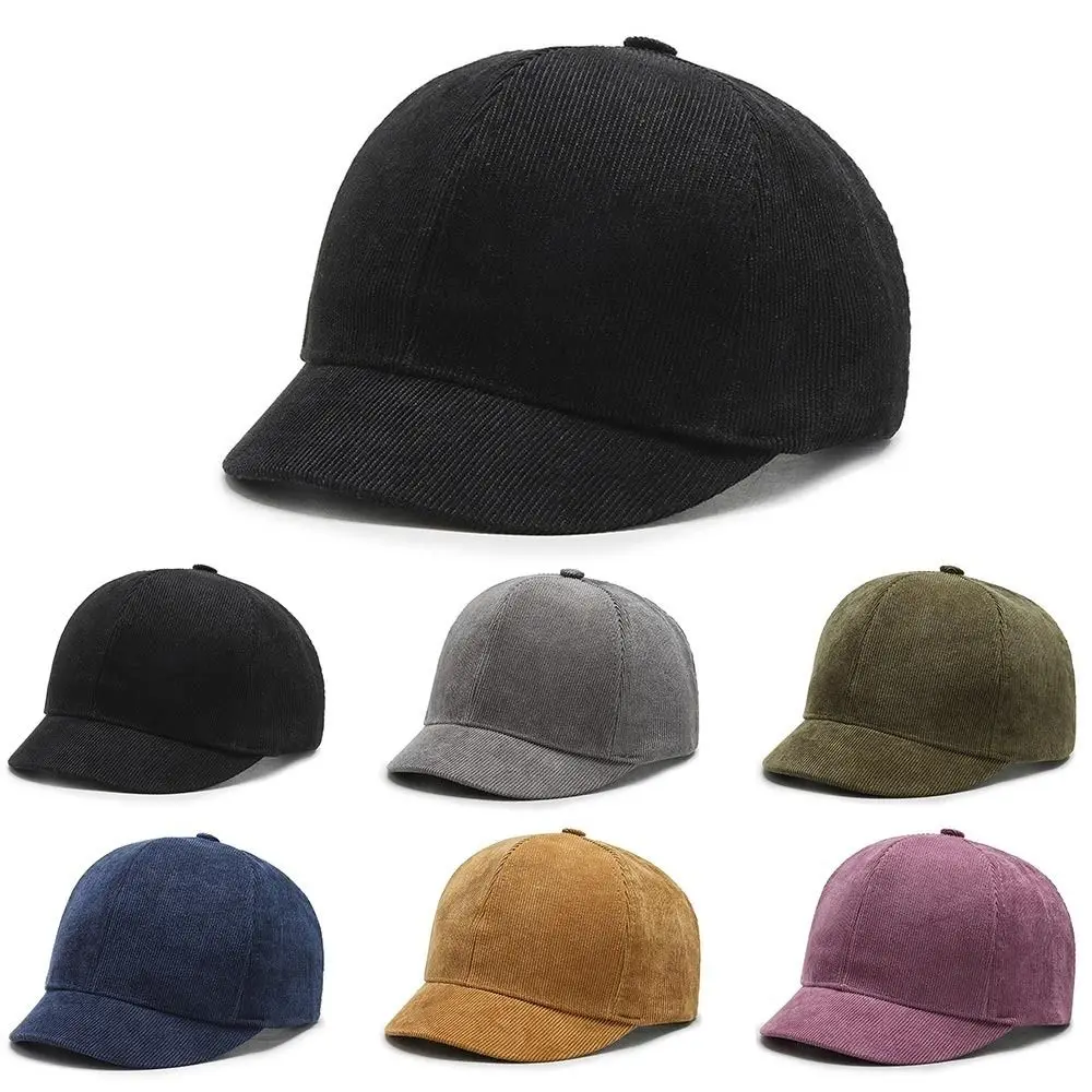 Short Brim Baseball Cap New Adjustable Solid Color Outdoor Visor Cap Outdoor Shade Fastener Tape Peaked Cap Men