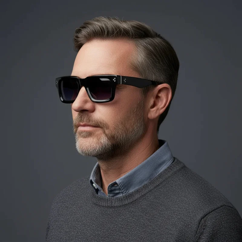 

Classic Black Thick Acetate Square Sunglasses For Men And Women Retro Designer UV400 Lens Sunshade Driving Glasses Trendy 2025