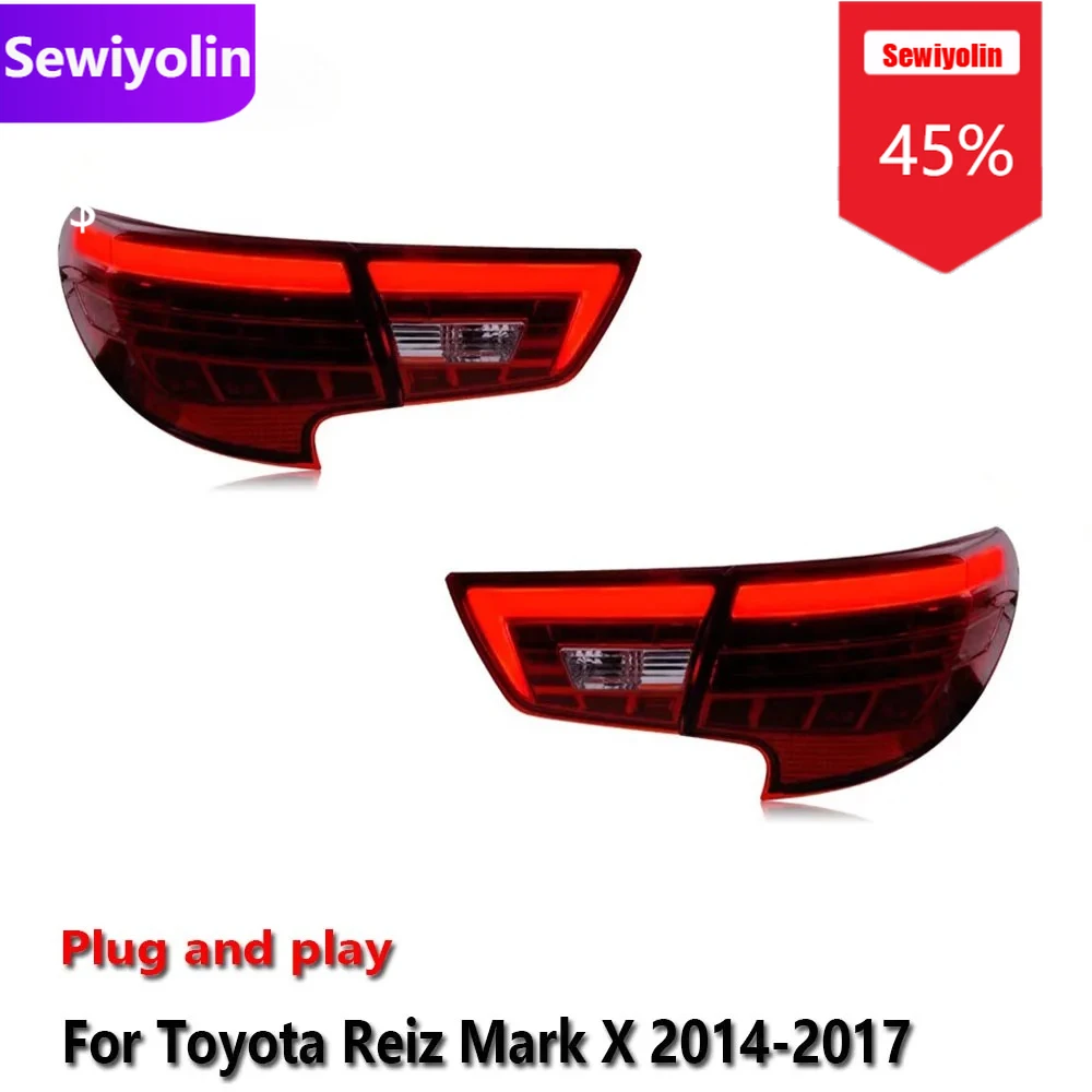

Автомобильные светодиодные задние фонари DRL в сборе для Toyota Reiz Mark X 2014-2017, автоматические противотуманные фары DRL, стоп-сигналы поворота Plug And Play