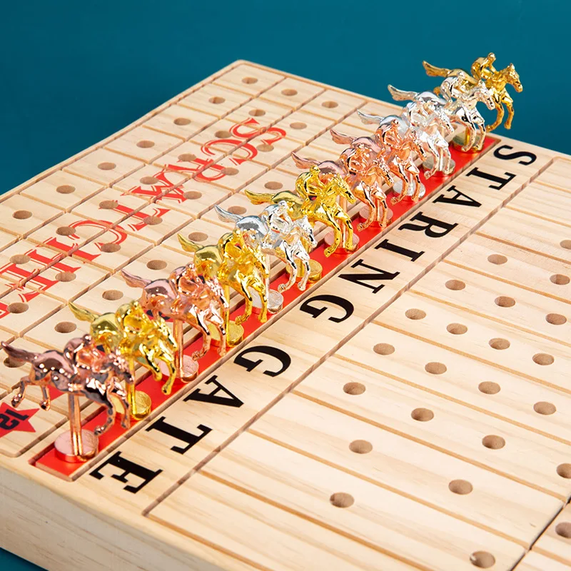 Permainan Papan Balap Kayu Interaktif Baru yang Unik, Mainan Meja Edukatif untuk Usia 3 Tahun ke Atas, Lintas Batas