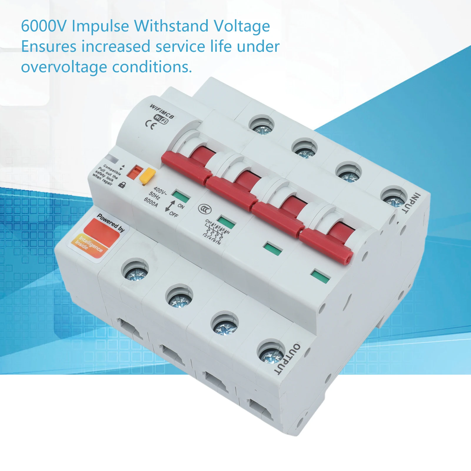 

Circuit Breaker 4 Pole Circuit Breaker Circuit Breaker Smart WiFi Bluetooth 4P Remote AC 400V with Safety Lock for Home