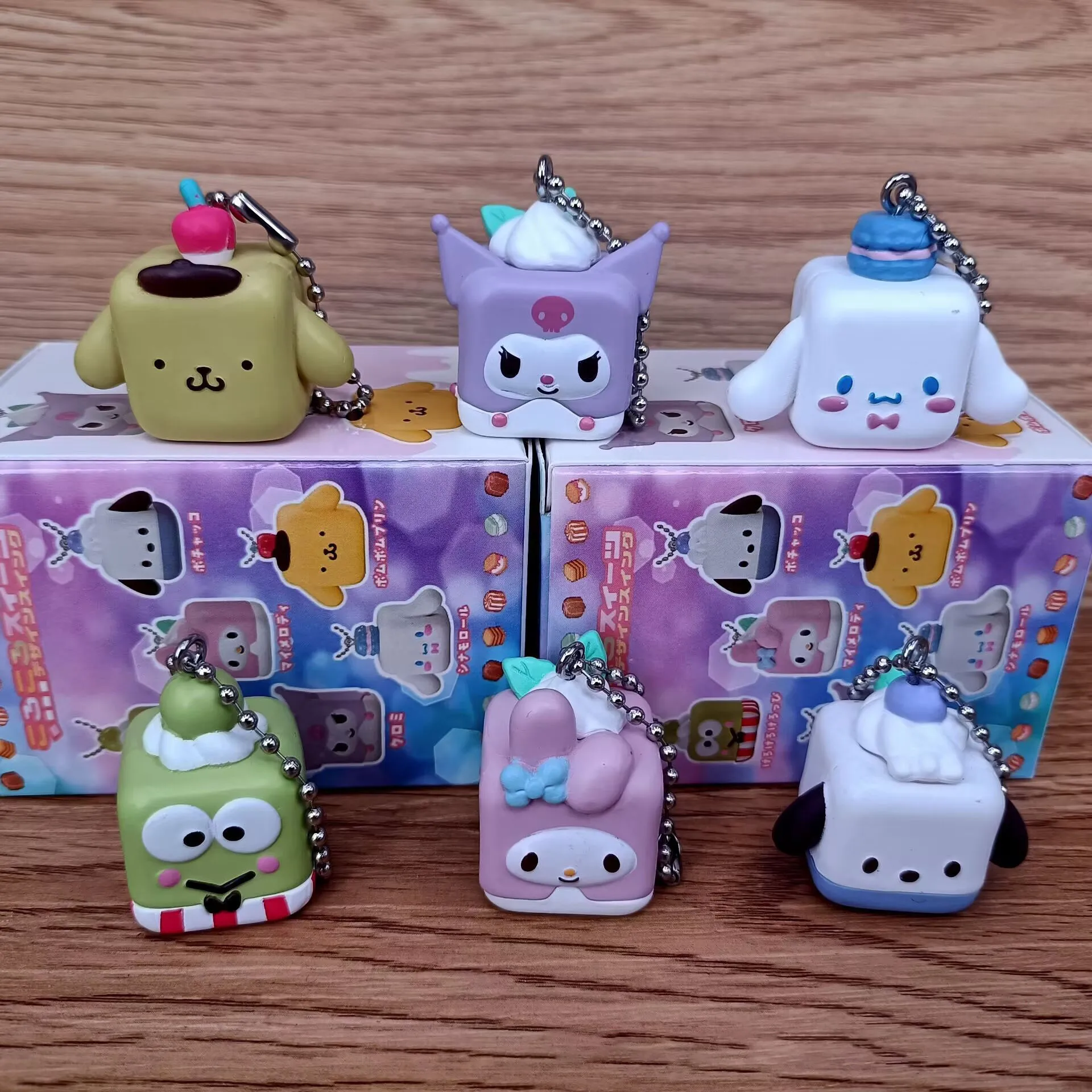 

Sanrio Korokoro Sweets My Melody Pom Purin Kuromi Pochacco Cinnamoroll Pendant Blind Box Gift Toy Model Anime Figure Collect