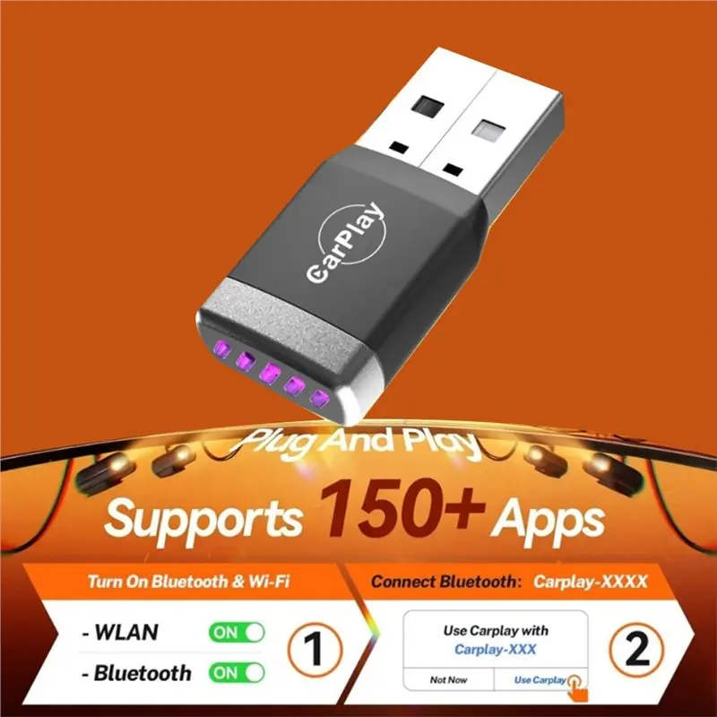 AS95-Auto 2-in-1 무선 카플레이 USB 차량 화면 프로젝션 인터커넥션 2-in-1 초소형 사이즈 3.2X1.5X0.7Cm 16GB