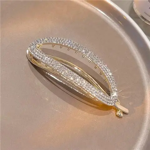 

Elegant curved buckle style diamond high-end beautiful Western style women's four season hair clip upright style