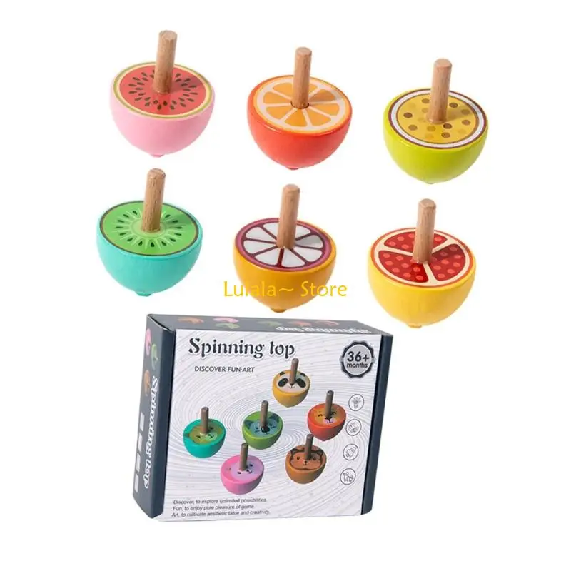 Y4QA 6Pieces Whirling Tops Cartoon Theme Gyro Toy For Early Childhood Learning
