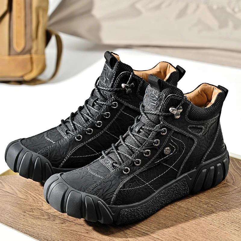 

Breathable Cold Climate Boots Moisture-Wicking Lining & Light Insulation Active with fur Winter Wear men ankle boots