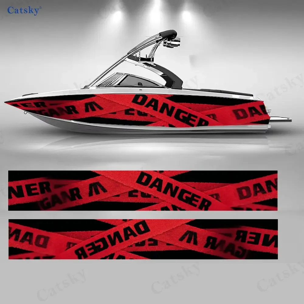 Danger Sign Trendy Boat Stickers, PVC Waterproof Durable Vinyl Wrap Decals for Fishing Boats, Durable and Stylish Design