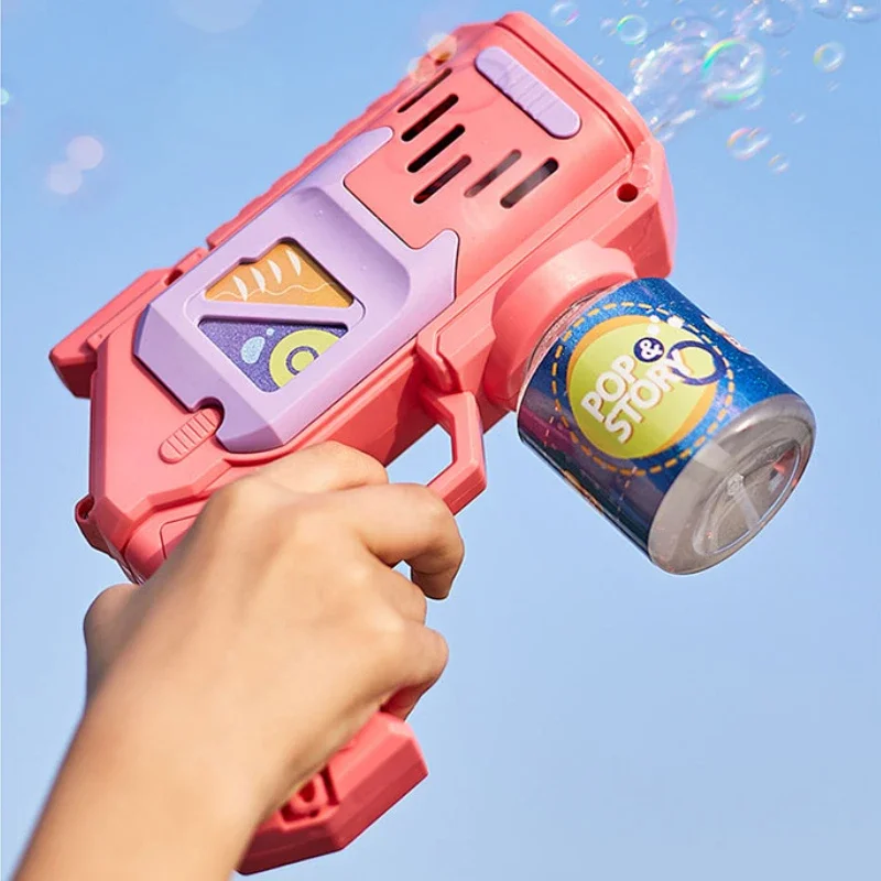 Children's Bubble Machine Toy Bubble Gun Glowing Rocket Launcher Soap Bubble Hair Dryer Summer Outdoor Play Birthday Gift