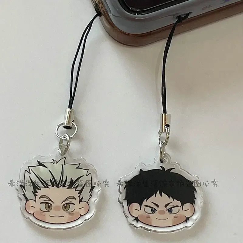 Haikyuu catena del telefono cellulare Kozume Kenma Shoyo Hinata corda appesa versione Q ciondolo acrilico carino Anime merci accessori regalo