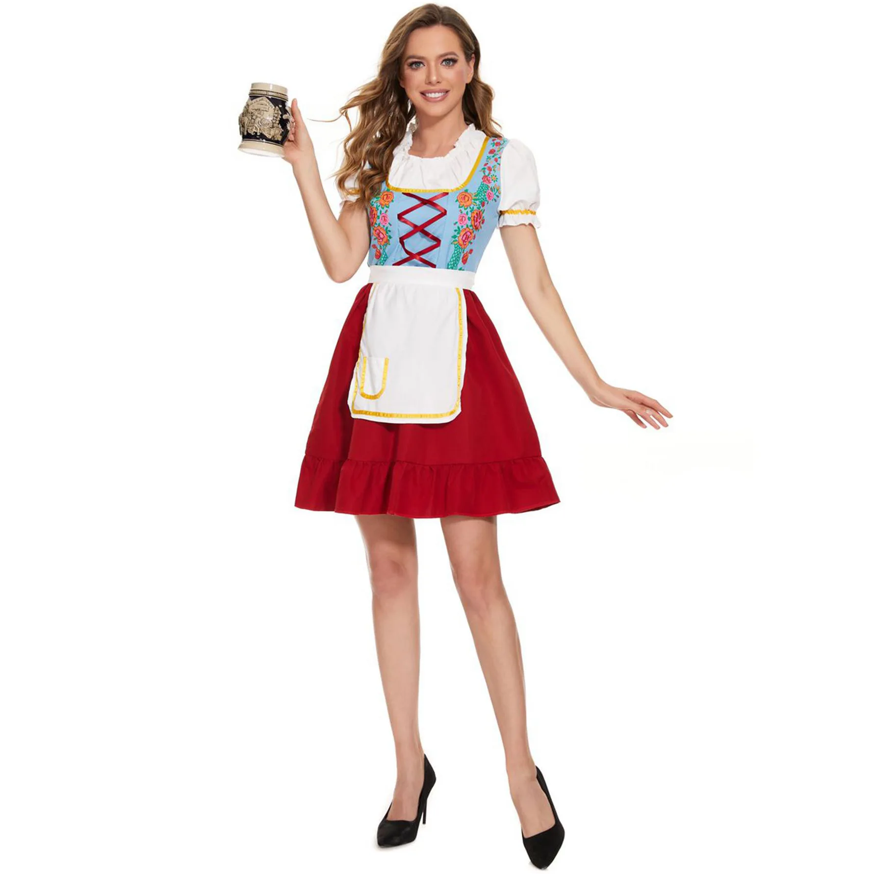 Traditionelles bayerisches Oktoberfest-Kostüm für Erwachsene Frauen, Kinderkleid, Halloween-Party-Cosplay-Kostüm, Bierfest-Outfit für Kinder – Detail 3