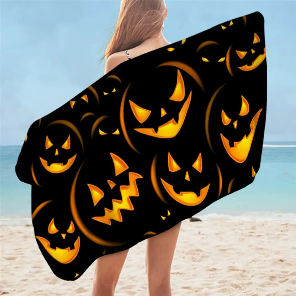 BeddingOutlet Halloween Bath Towel Microfiber Pumpkin Beach Towel for Kid Black Cat Bathroom Blanket Candy Serviette Dropship