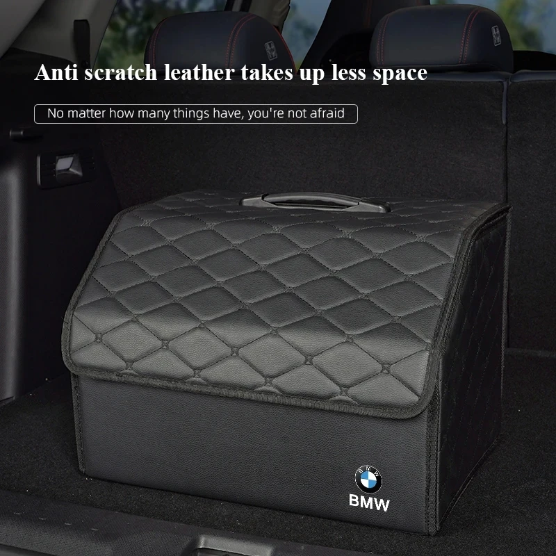 Foldable Leather Car Storage Box Trunk Organizer Bag For BMW X1 X2 X3 X5 X4 X6 X7 iX3 F20 F10 F07 E70 E46 E90 E92 E60 E39