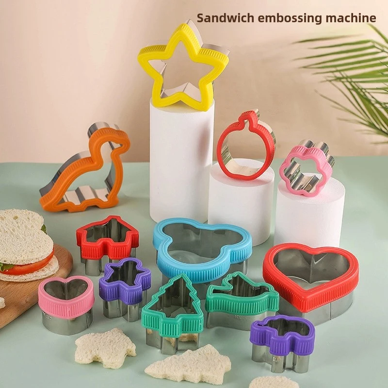 

12pcs Animal Dinosaur Star Heart Shape Baking Sandwich Cutter Set for Kids Stainless Steel Bread Mould Metal Cookie Cutters Mold