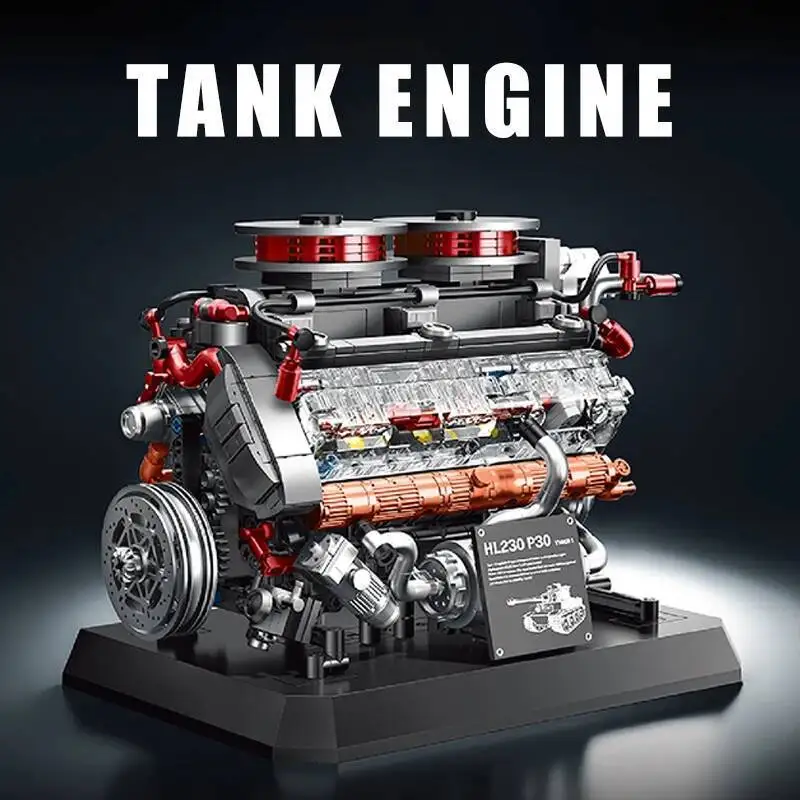 1200 + قطعة محرك خزان النمر محاكاة الطوب نموذج محرك بناء لتقوم بها بنفسك كتل ألعاب فنية للأطفال الأولاد الكبار الهدايا الإبداعية