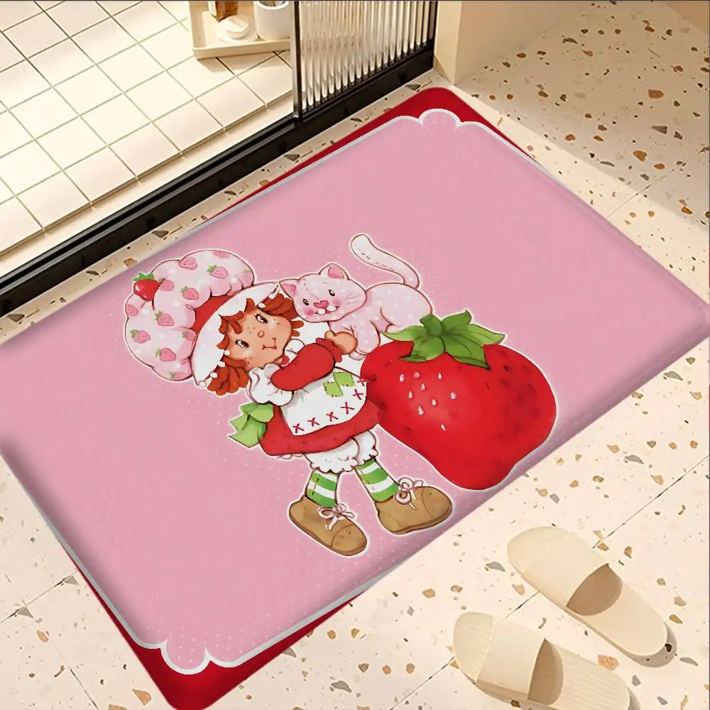 Animated S-Strawberry S-Shortcake Door Mat Washable Non-Slip Living Room Sofa Chairs Area Mat Kitchen Doormat Area Rug