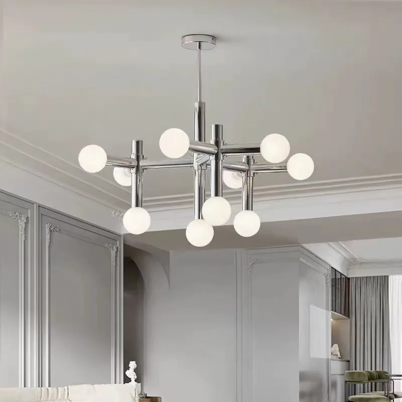 Bauhaus Glass chandeliers Tubular Antique Pendant Light for Kitchen bedroom living room sliver geometric ball Pendant lamp